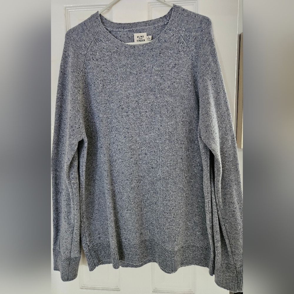 Flint and Tinder Speckled Merino Wool Crewneck Sweater in Grey Men's Size L